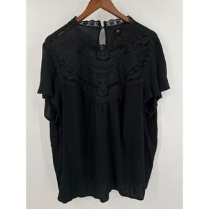 Torrid black lace plus size baby doll boho blouse top size 2